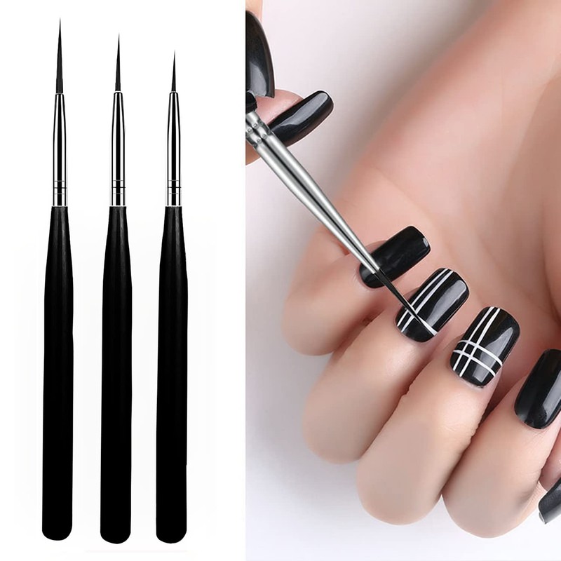 luoshaPUCY Nail Design Brushes, [3 Pieces] Nail Art Liner Brush