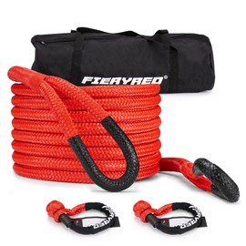 FieryRed Kinetic Recovery Rope Kit with 2 Soft Shackles, 7/8 Inch x 20 FT Tow Rope,Heavy Duty Offroad Snatch Strap for UTV, ATV, Truck, Car, Jeep, Tractor