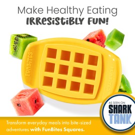 FUNBITES Sandwich Cutter for Kids Lunch, Mini Cookie Cutters, Bento Box Accessories, Cuts Food into Bite-Size Shapes for Toddler Lunch, Great for picky eaters - Yellow Squares 1pk