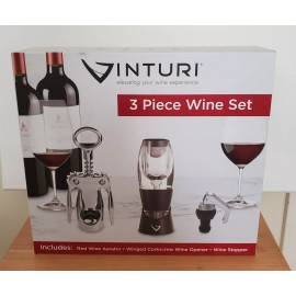 VINTURI 3 Piece Wine Set. Red Wine Aerator Winged Corkscrew, Wine Stopper