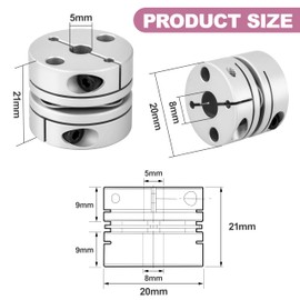 D20 L21 Flexible Shaft Coupling Motorcycle Diaphragm 5mm Bore to 8mm Narrow Shaft Clamp for Stepper Motor Spindle