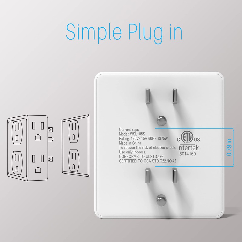 Multi Plug Outlet Splitter, Unidapt Multiple Outlets Extender Adapter with