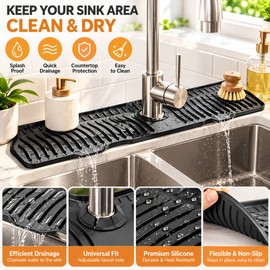 Silicone Faucet Mat for Kitchen & Bathroom Sinks – Quick-Drain Splash Guard and Countertop Protector for Everyday Sink Organization