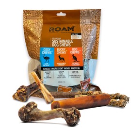 ROAM Pet Treats Ostrich, Venison & Kangaroo Chews for Dogs, Dog Treat Variety Pack - Dog Chews for Medium to Aggressive Chewers