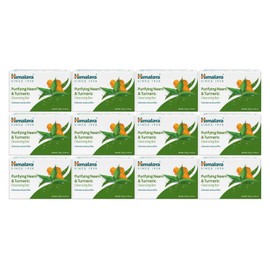 Himalaya Purifying Neem & Turmeric Cleansing Bar, Face and Body Soap for Soft and Clear Skin, 4.41 oz, 12 Pack