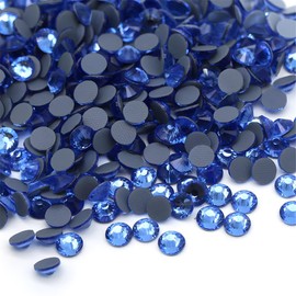 Hotfix Rhinestones Flatback Glass Rhinestone 288PCS SS30 5.8-6.2MM Round Gems for Nails Art Glitter Crystals Stone DIY Bags Clothes Shoes (Light Blue)