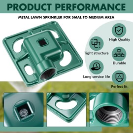 Baquler 2 Pack Stationary Spot Sprinkler 900 Sqft Cast Iron Metal Square Yard Sprinkler Reliable Metal for Small Areas Lawn Garden Yard Outdoor Irrigation System