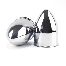 Rheedal 2Pcs 3.15inch Trailer Wheel Center Cap Push Through 3.15" Bore 4.5" Tall Pointed Hub Cap for Truck SUV RV Wheel Rim, Chrome Silver Wheel Cover