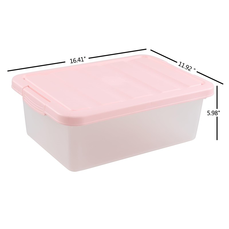 Qqbine 14 Quart Plastic Latching Storage Box, Plastic Underbed Storage