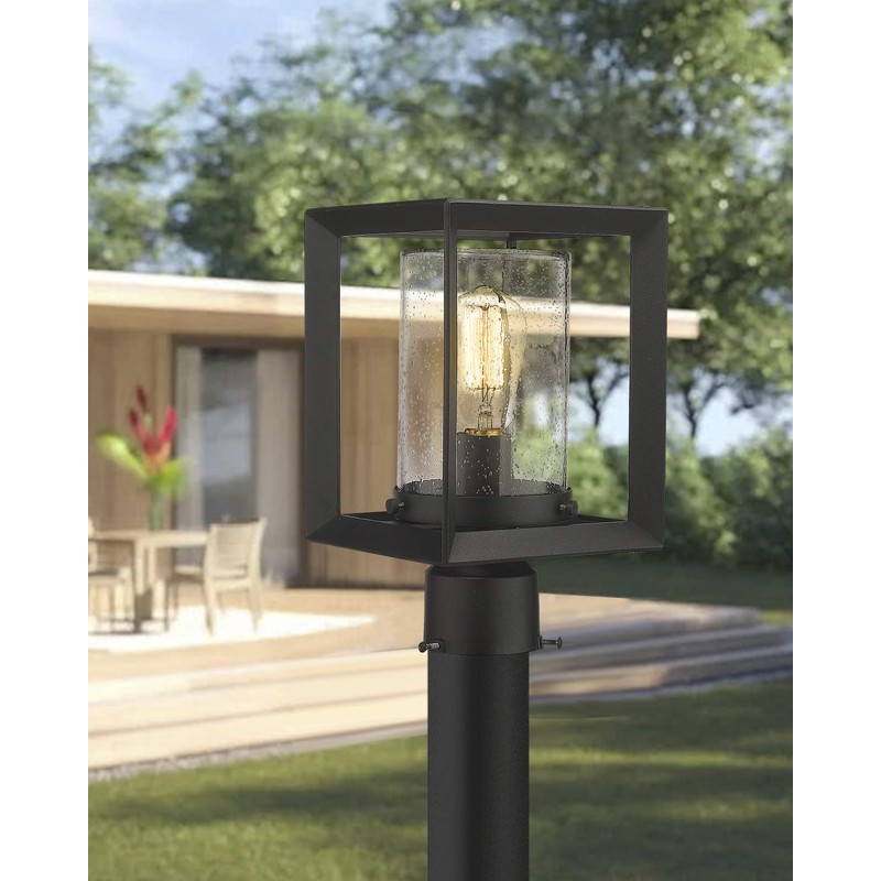 Emliviar Post Lights Outdoor Fixture, 1-Light Lamp Post Lantern, Black