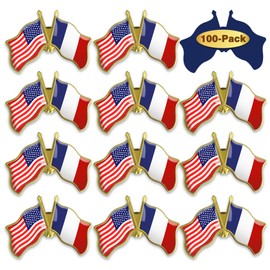 6/ Pack-American France Friendship Flag Pins Bulk -1.5” Metal Patriotic United States of America USA French Lapel Pins Badge Souvenir