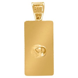 JewelryWeb 925 Sterling Silver Mens Yellow tone CZ One Hundred Dollar Bill Charm Pendant 42.3x16.5mm Necklace for Men