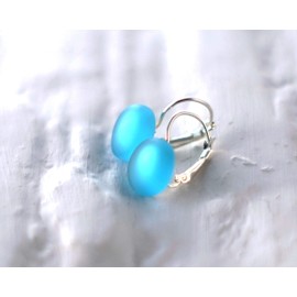 Glassoholics Gin Drop Earrings - Made from Recycled Bombay Sapphire Bottle - Sea Glass Finish