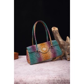 Makcr Joacbv Leather Crocodile Pattern Top Handle Handbag for Women High-value Satchel Tote Purse for Ladies