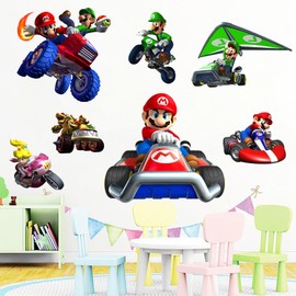SKTFFR Mario Brothers Wall Decals Children Cartoon Bedroom Background Wall Decoration PVC Wall Decor for Boys Room Living Room (Size 23.7 x 17.7 inch)