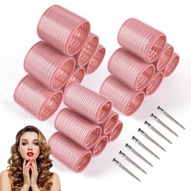 wetore 26 Pcs Ceramic Thermal Hair Rollers Set,Hair Curlers for Blowout Look Long Medium Short Hair,Jumbo Self Grip Hair Rollers with Clips for Women(18 Rollers + 8 Stainless Steel Clips,Pink)