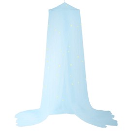 BCBYou Bed Canopy Mosquito Net with Fluorescent Stars Glow in Dark for Baby, Kids, and Adults, for Cover The Baby Crib, Kid Bed, Girls Bed Or Full Size Bed (Light Blue)