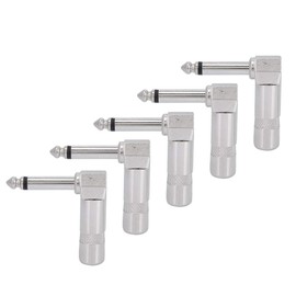 Qiilu Conector de 90 Grados de 1/4 de Pulgada, 5 Unidades, ángulo Recto, 6,35 Mm, Mono, Teléfono, Guitarra, Conector de Audio, Micrófono, Terminal de Cable, Instrumentos Musicales, Sonido en Vivo y
