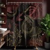 soeeao Black and Dark Red Shower Curtain Boho Mid Century