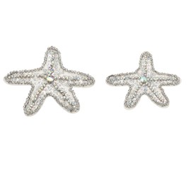 PATIKIL 2 Pcs Starfish Rhinestone Beaded Patch, Starfish Sequin Applique Patches Sew on Fabric Sequin Patch for Clothing Bag Jeans Shoes Hats Jacket DIY Crafts, White
