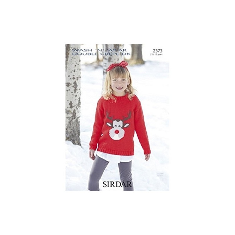 Sirdar DK Knitting Pattern 2373 - Childrens Reindeer Christmas Sweater