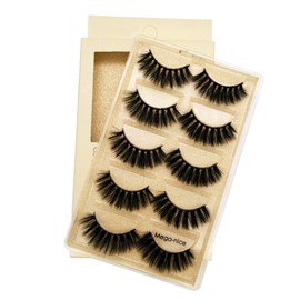 VwyuEgg False Eyelashes, 3D Mink Hair Eyelashes, 5 Pairs, 5 Style, Pure Handmade with Natural Black with Invisible Band, Reusable (Mega-nice)