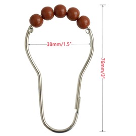 Shower Curtain Hooks Rings Stainless Steel Shower Hooks Brown Acrylic roller Balls Rustproof Heavy Duty for Bathroom Curtain(Brown)