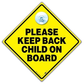 Child on Board Car Sign with Suction Cup Baby on Board Yellow Warning Sign 14cm x 14cm