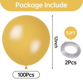 KALOR 12 Inch Pearl Gold Balloons, 3.2g/100 Pcs Thick Balloons, Matte Latex Balloons for Birthday Party, Wedding Decorations, Bridal Shower, Graduation Decorations, Baby Shower Décor