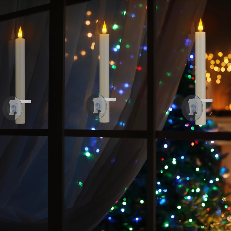 UniEasy 6Pcs Rechargeable Window Flameless Taper Candles with Remote Control
