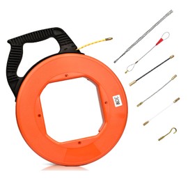 Tiandirenhe Electrical Fish Tape Wire Puller Through Wall Wire Threader 100Ft/30m x 4mm with 6 Adapters Pull Wire Max.Tensile Strength 90KG Wire Pulling Tool