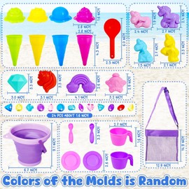 GW Box Purple Collapsible Beach Bucket Set,Collapsible Sand Bucket and Shovels Set,Shovel Tool Kits Storage Mesh Bag for Party Camping Gear Travelling Fishing Water Pail