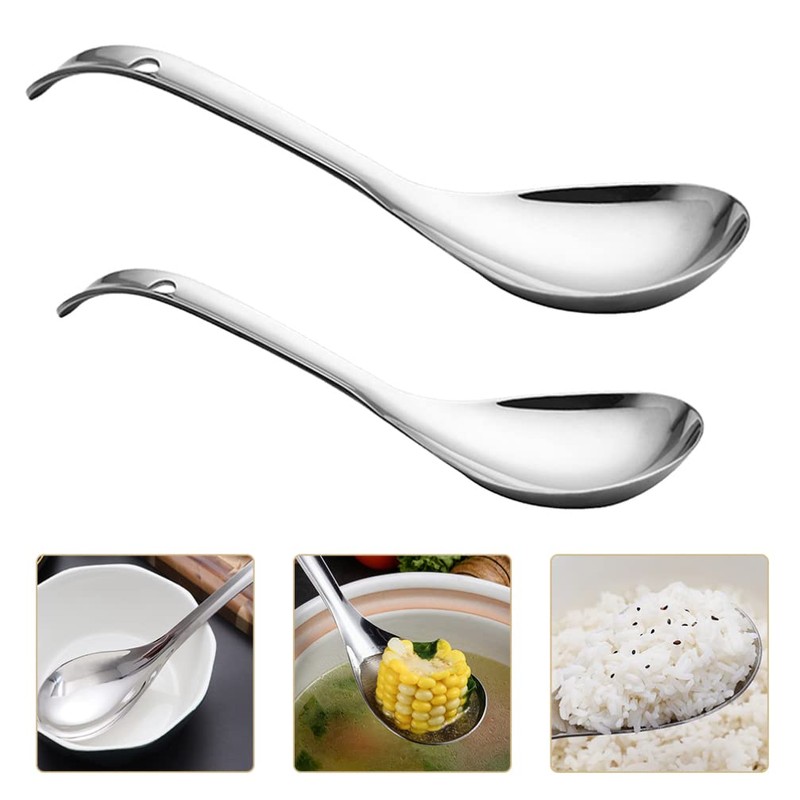 Cabilock Stainless Steel Rice Spoon 10.2 Inch Large Soup Ladle