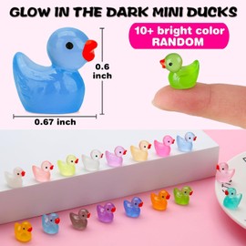 100PCS Mini Luminous Resin Animals Mini Ducks,Tiny Resin Animals Miniature Little Small Plastic Ducks Glow in the Dark for Dollhouse Decor Accessories Garden Micro Landscape Aquarium Potted Tiny Homes