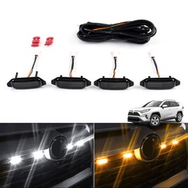 Autorder LED Grille Lights for Toyota RAV4 2025 2024 2023 2022 2021 2020 2019 Accessories Front Warning Bulbs with Amber Light and White Light 4PCS (Not Fit for Adventure/RAV4 PHEV)