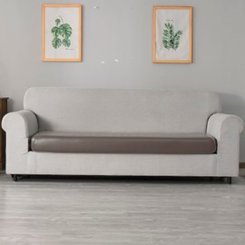 vctops 100% Waterproof Pu Leather Couch Cushion Covers Luxury Stretch Sofa Cushion Furniture Protector Wipeable Seat Sofa Slipcover Sofa Cover for Pets with Elastic Bottom (Taupe,XL Sofa)