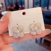 Pearl Stud Earrings for Women, Trendy Dainty Rhinestone Pearl Cluster