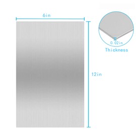 4 Pieces of 430 Stainless Steel Metal Plates, 6" x 12" x 1/64" (0.02") Inch, Suitable for Magnetic Installation Plate Walls, Suitable for Metal Plates in processes, Kitchens, and Offices (4)