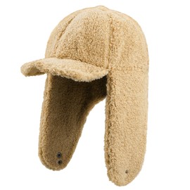 Clakllie Aviator Trapper Hat for Women Trooper Hat Eskimo Russian Hat Skiing Baseball Hat with Earflaps Visor,Khaki