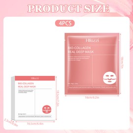 Bio Collagen Maske Overnight, 4 Stück Kollagen Maske, Bio Collagen Real Deep Mask, Verfeinert die Poren, Hautaufhellt, Anti-Aging, Spendet Intensiv Feuchtigkeit