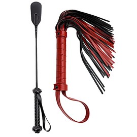 DERINODEM Horse Leather Crop 18" Horse Red Faux Whip 20" Horse Whips and Crops Equestrian Horse Whip