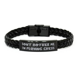 Cool Chess Gifts, Don't Bother Me, I'm Playing Chess, Funny Birthday Braided Leather Bracelet from Friends, Friendship bracelet, Couple bracelet, His and hers bracelet, Leather cuff bracelet,