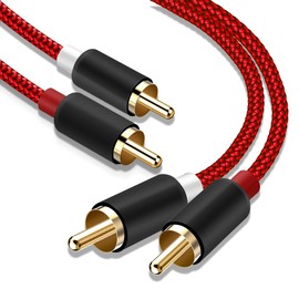 Goalfish RCA Cable, 15FT 2-Male to 2-Male RCA Audio Cord Stereo Subwoofer Cable [2Pack, Hi-Fi Sound, Shielded] Auxiliary Cord for Home Theater, HDTV, Amplifiers, Hi-Fi Systems, Speakers-Red