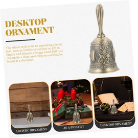 Mikinona 3pcs Retro Hand Bell Service Bell for Restaurant Home Ergonomic Grip Metal Sound for Alerts and Decorative Use for Bars and Events