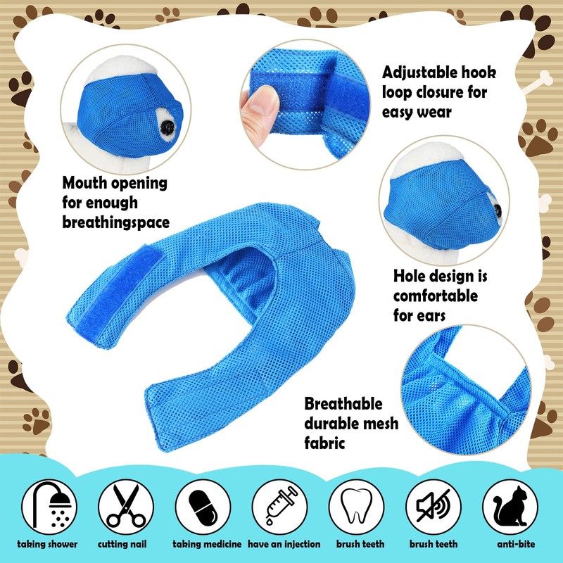 6 Pcs Cat Muzzle for Grooming Breathable Mesh Muzzles Gentle