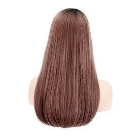 Baluue Long Straight Hair Wig Bangs Heat Resistant Synthetic Hair Fashionable Wig Cover for Women for Parties and Cosplay