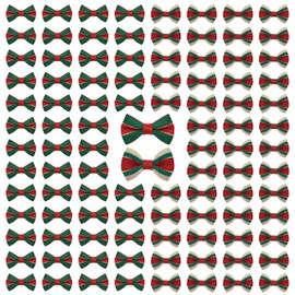 WANDIC Christmas Decorative Polyester Bow, 100 Pcs Mini Satin Ribbon Bowknot Twist Tie Bows Premade Bows for Wedding Favors Decor Wrap DIY Craft