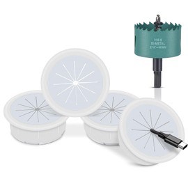 4 Pack TV Cord Hider for Wall Mounted TV 2.36in (60mm) TV Wire Hider Cable Grommet Cable Hole Cover with Hole Saw Drill Attachment - in Wall Cable Management Kit for Office and Home Table Cable