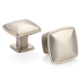 ASKANO Brushed Nickel, Beveled Kitchen Cabinet Knob ZK2202 | Pack of 10, Classic Pull Handle, Solid Hardware for Drawer, Dresser, Bathroom, Vanity, Furniture Door, Cupboard, Bedroom, Size: 1-3/16 Inch