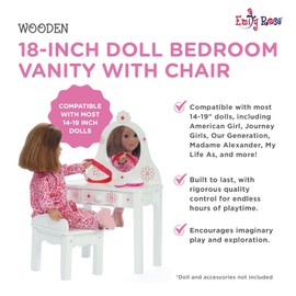 Emily Rose 18-inch Doll Furniture | Bedroom Vanity with Chair - Floral Collection | Compatible with American Girl Dolls